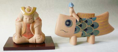 陶器の五月人形、武者童子・鯉のぼり
